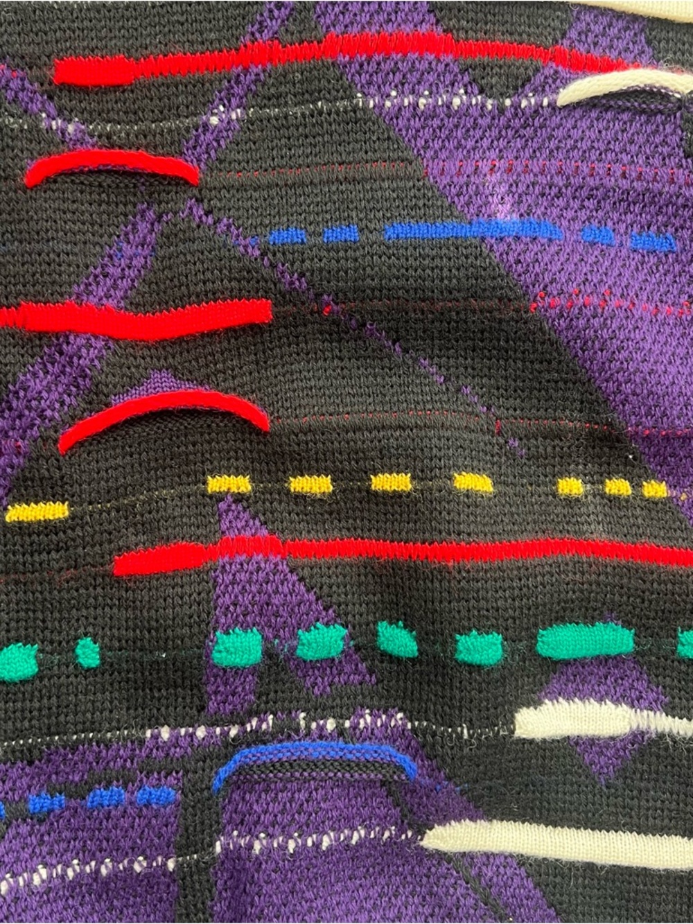 Authentic Vintage COOGI Australia 3D Knit Sweater - Purple & Black Abstract - Picture 3 of 9